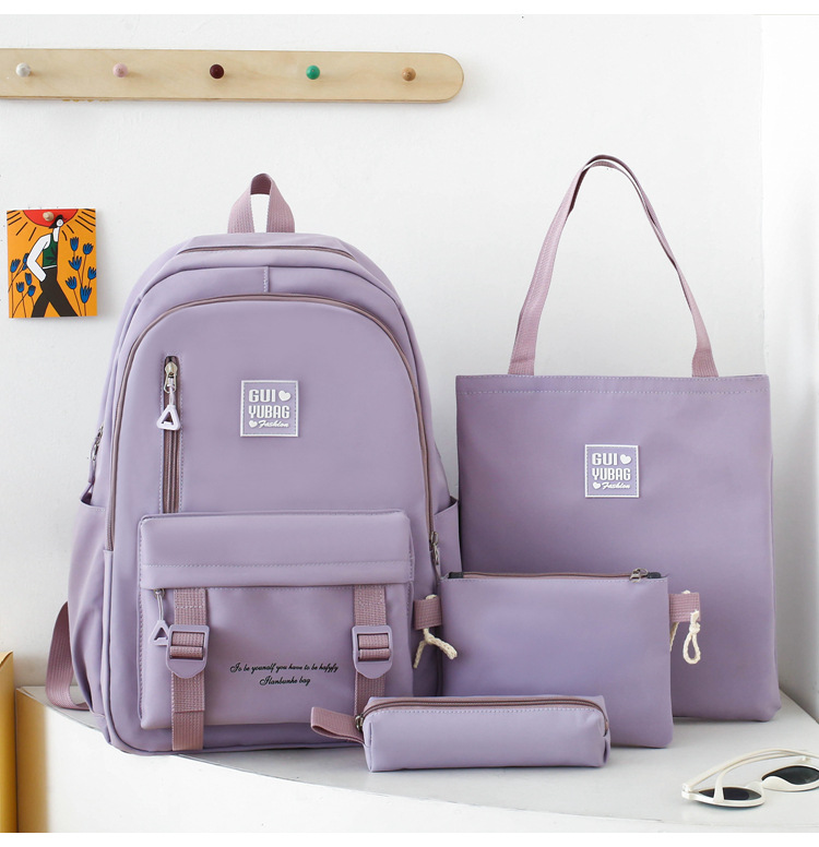 Zaino per bambini, nuovo stile, zaino per studenti, zaino semplice, zaino da donna, grande capacità, zaino multifunzionale da quattro pezzi_voghion.com