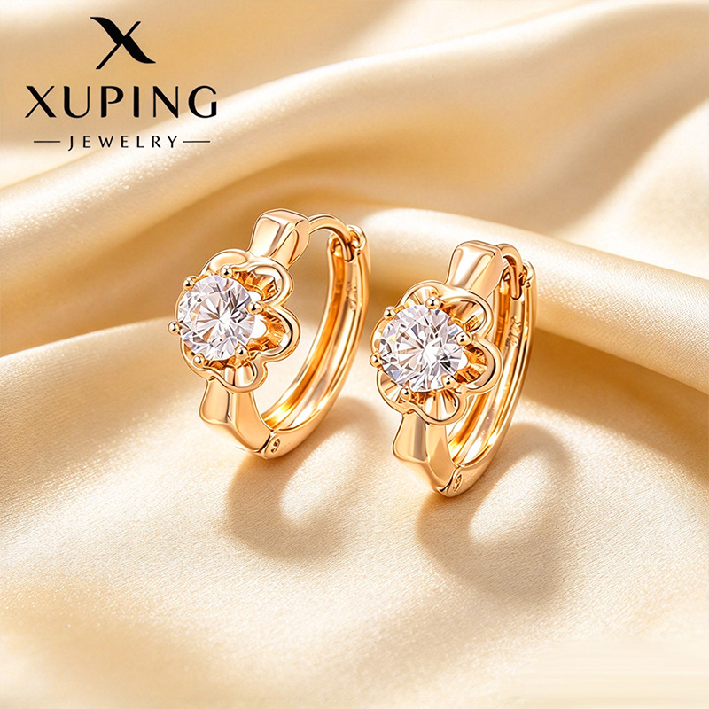 Pendientes de Aro con Zirconia de Aleación de Cobre Bañado en Oro de 18K
