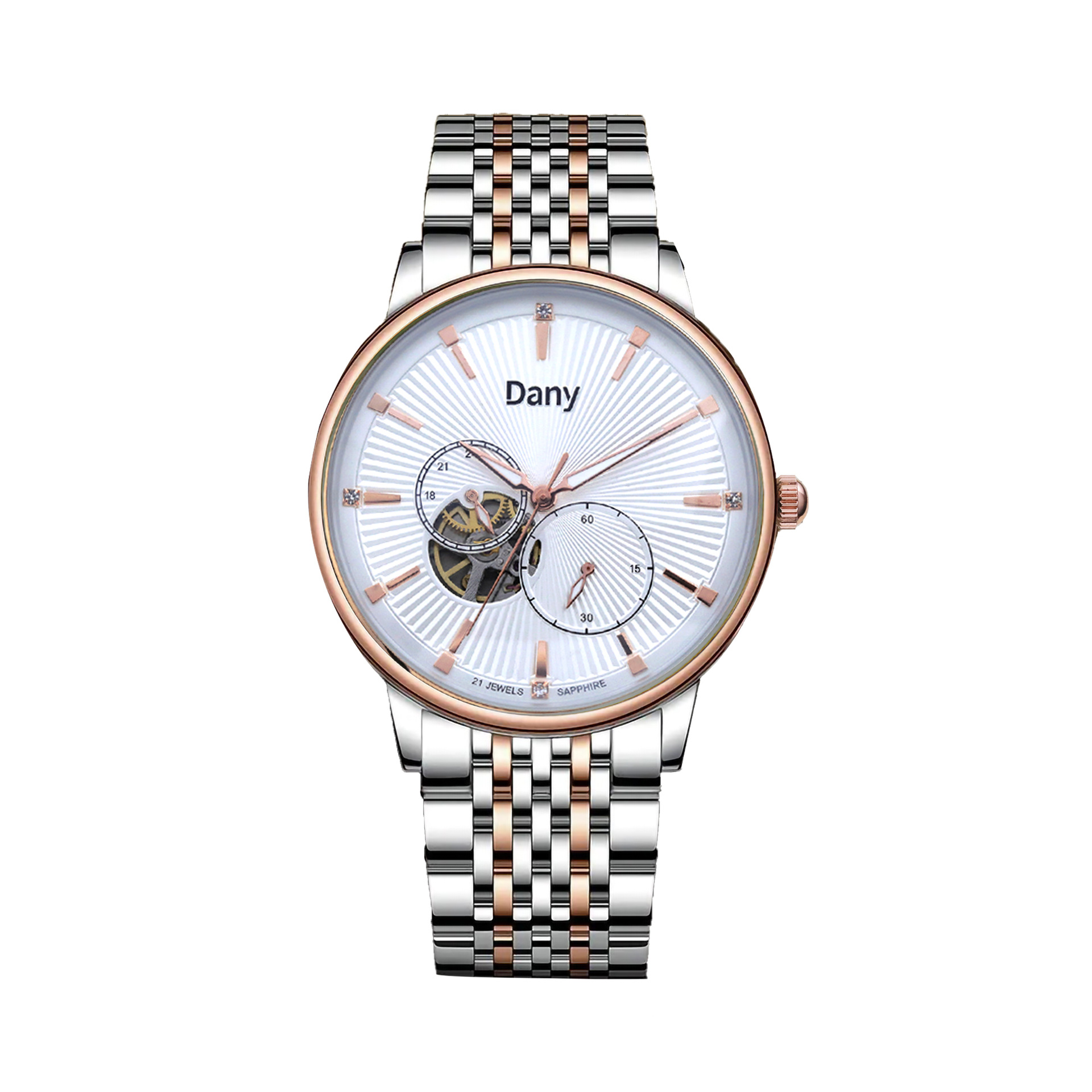 Fashion Trend Double-Sided Hollow Automatic Mechanical Wa, Solid Butterfly Clasp Steel Band Multi-Functional Men's_voghion.com