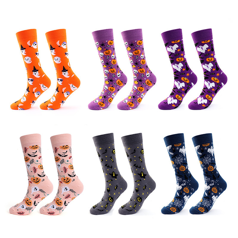 Halloween Stockings with Cartoon Prints, Casual Cotton Socks for Men and Women, Deodorant and Sweat-Absorbent Sports Socks, Wholesale for Export Halloween Stockings with Cartoon Prints, Casual Cotton Socks for Men and Women, Deodorant and Sweat-Absorbent Sports Socks, Wholesale for Export