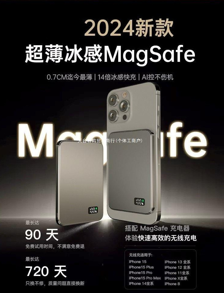 Magnetic charging treasure ultra-thin compact portable for Apple iphone15promax