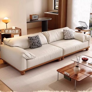 Vintage-Style Oil Wax Genuine Leather Sofa for Living Room 2025 New Model, Three or Four-Seater Straight Row Leather Art Sofa, French Retro Style