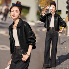 小皮衣外套女短款25新款春秋韩版宽松休闲复古气质绵羊皮夹克上衣