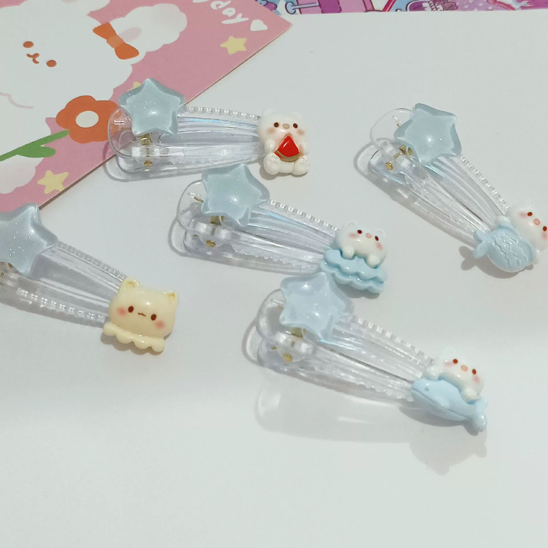 Морская мультяшная заколка, брендовые милые шпильки, для челки, украшение для волос