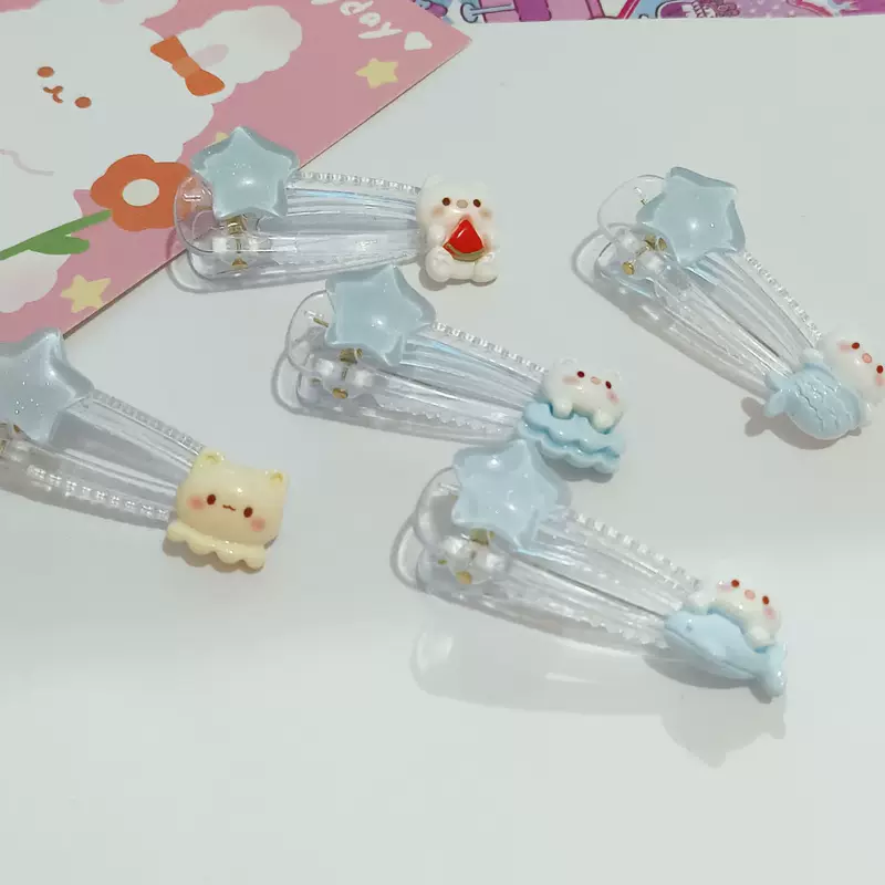 Морская мультяшная заколка, брендовые милые шпильки, для челки, украшение для волос