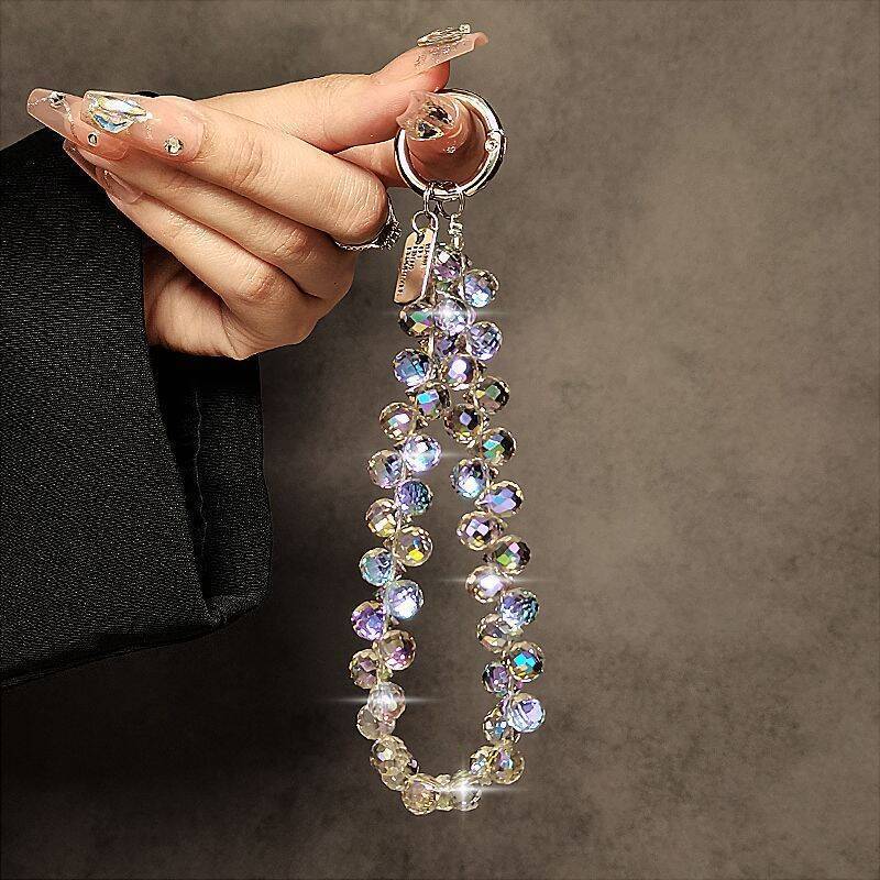 Beaded Crystal Phone Case Keychain Pendant Wrist Strap Lanyard Bag Accessory Keyring Claw Phone Small Gift
