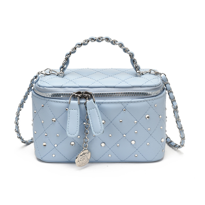 Cadena de diamante caja de mano pequeña bolsa cuadrada de mujeres ventas calientes nueva moda lujosa ligera versátil mochila