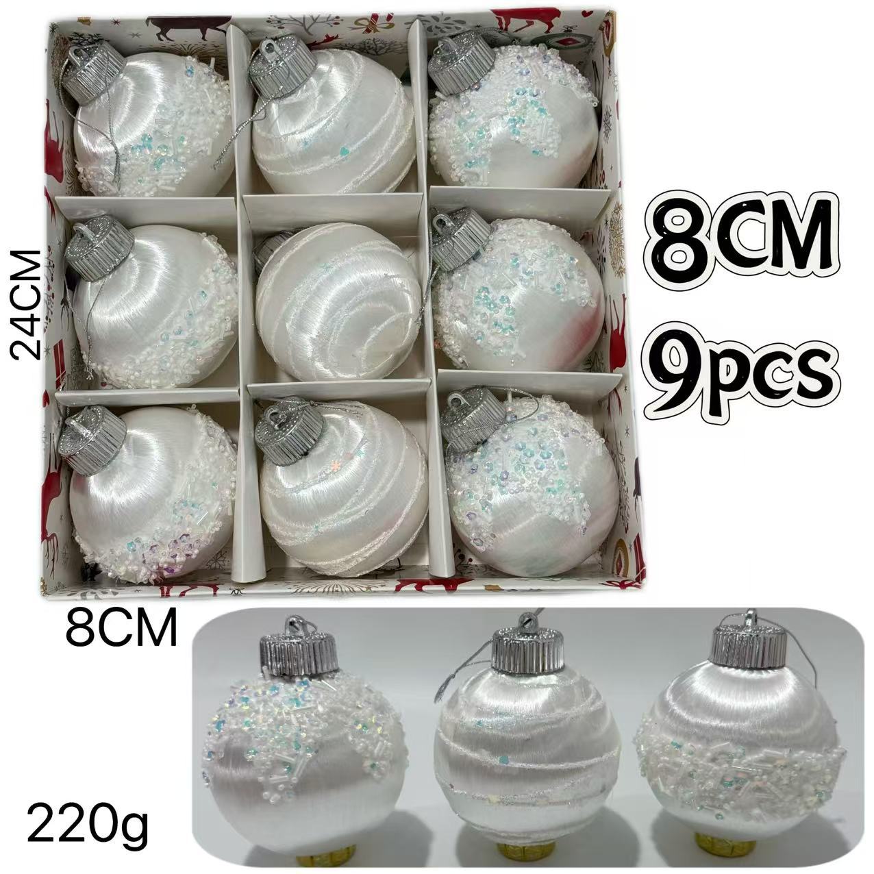 Nuevos bolas de Navidad transfronterizas 8cm / 9pcs decoraciones de árbol de Navidad colgante decoración de Navidad diseño de escena image 14