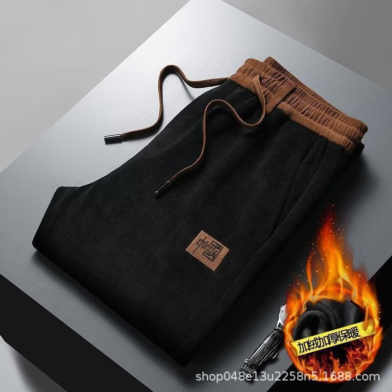Pantalones recto para hombres, moda coreana, nuevos pantalones deportivos casuales sueltos de vello retro