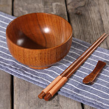 日式酸棗木碗兒童米飯木頭碗木質大號純家用餐具套裝