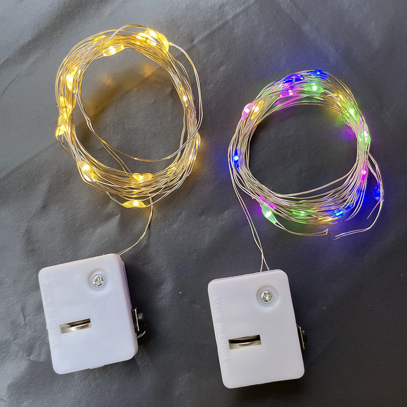 螺丝款LED灯串小白盒彩灯带电池三档调节灯线花环装饰鲜花串灯