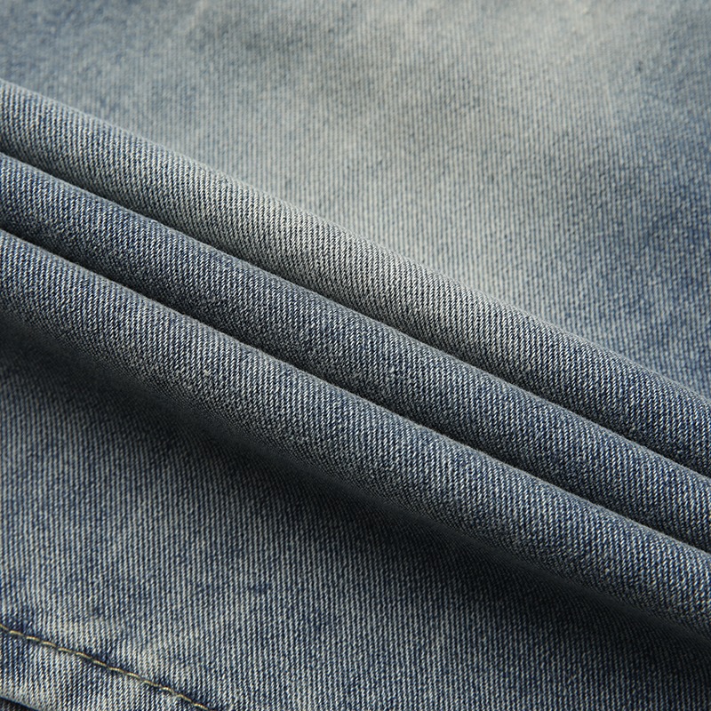 Unisex High-Street Loose Fit Cropped Jeans Lightning Bolt Washed Denim Shorts Blue M-3XL Soft Washed Denim_mkmklike.com