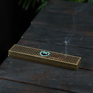 Alloy wire incense burner horizontal creative heart-shaped incense insert household wire sandalwood base long and short aroma burner ornaments