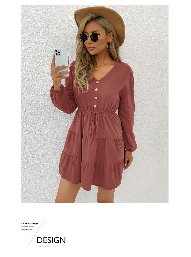 button solid color dress nihaostyles wholesale clothes NSYYF89335