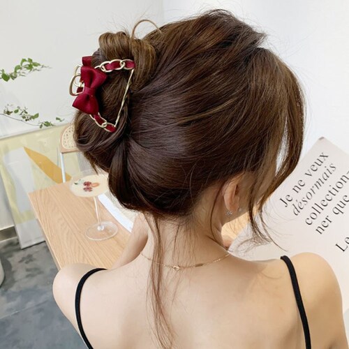 Korean ins metal retro Internet celebrity chain grabber elegant temperament hairpin on the back of the head girl shark clip hairpin