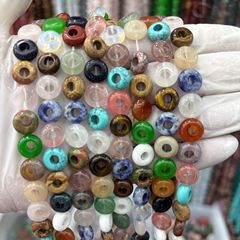 4 × 10 ミリメートル天然石瑪瑙ストレート穴大穴リングビーズ DIY ブレスレットネックレスジュエリーアクセサリー半完成品卸売