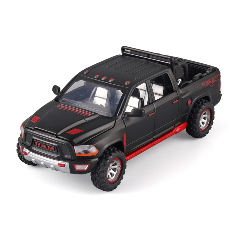 (Boxed) Simulation Alloy Car Dodge Ram Truck Truck Car Model with Spare Tire Sound and Light Pull Back Toys Wholesale