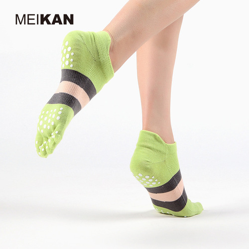 MEIKAN Yoga Socks Indoor Anti-Slip Socks Color Block Back Five Finger Socks Sports Socks Women's Socks Split Fingers Floor Socks 