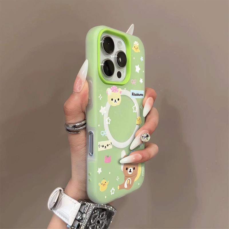 带睡帽轻松熊适用苹果iphone16promax手机壳14/13/16二合一磁吸新|undefined