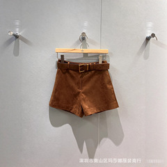 美式复古棕色中腰显瘦休闲短裤2025夏季新款通勤百搭棕色直筒裤女