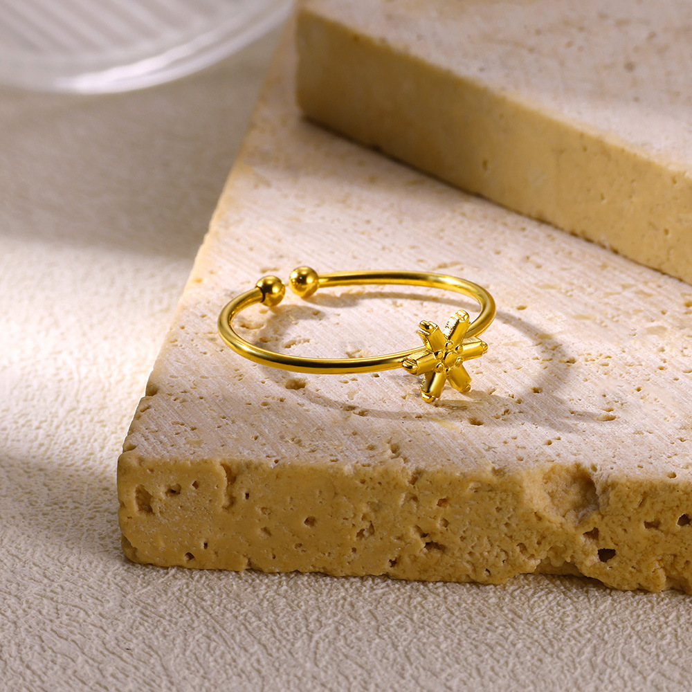 3g Weight 0.03µm-0.05µm Gold Plating Thickness PVD Coated Gold Plating Process Real Gold Plated Plating Material Open Rings Classification 1 Piece Quantity Holiday, Daily Occasion 304 Stainless Steel Material Flower Pattern All Seasons Season Women's Gender Vacation, Simple Style Style Waterproof Non Tarnish, Plating Craft PVD Coated Real Gold Plated Flower 304 Stainless Steel Vacation Simple Style Waterproof Non Tarnish Open Rings 6