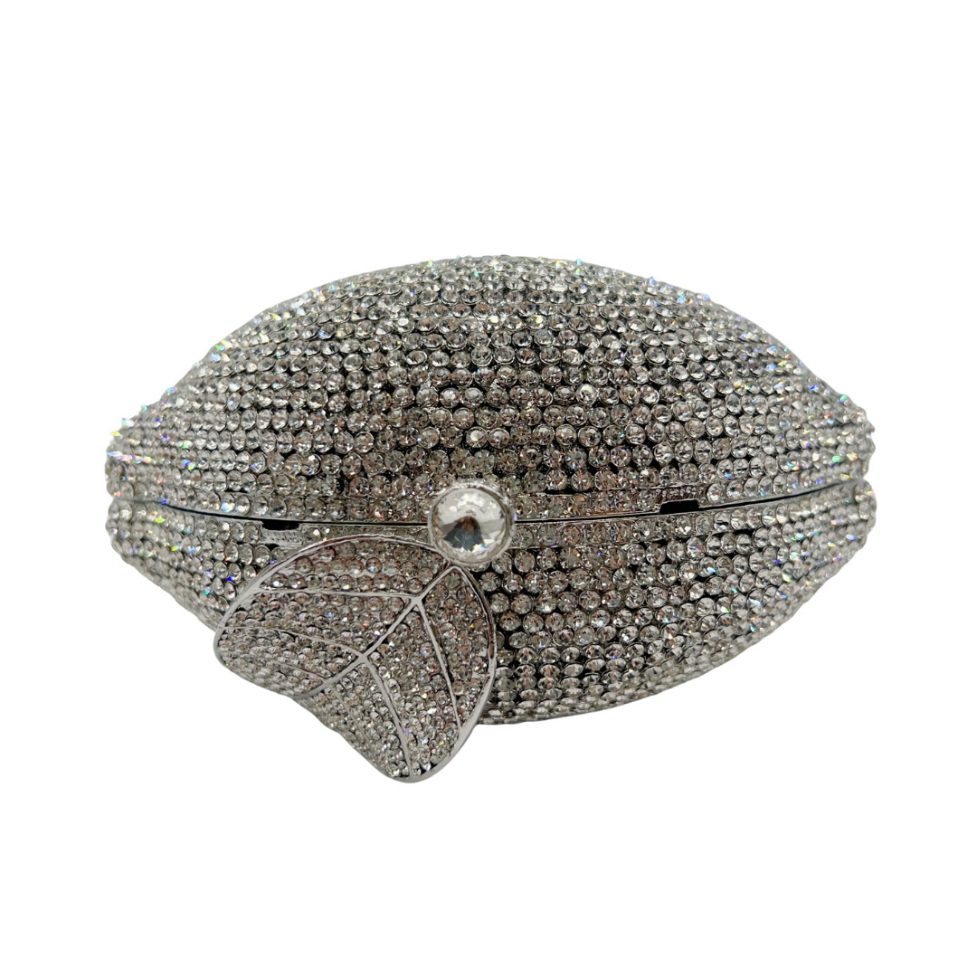 Túi clutch nữ đính pha lê kim cương giả hình quả chanh dự tiệc cao cấp — màu vàng, bạc, Tùy chỉnh các màu khác chi tiết 5