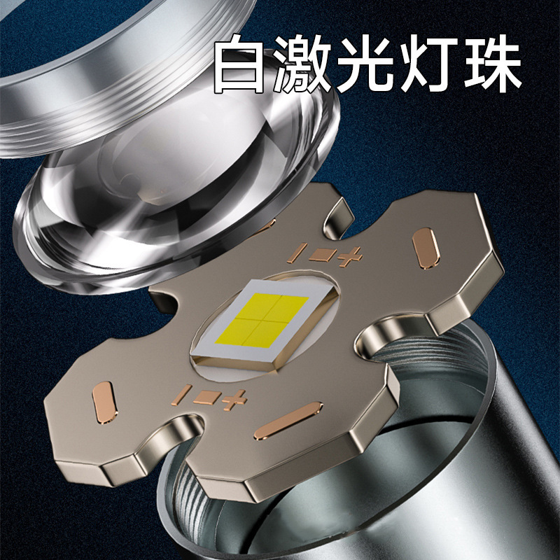 Lintera láser blanca COB pistola láser de visualización eléctrica digital Lintera portátil con luz de largo alcance portátil cargable