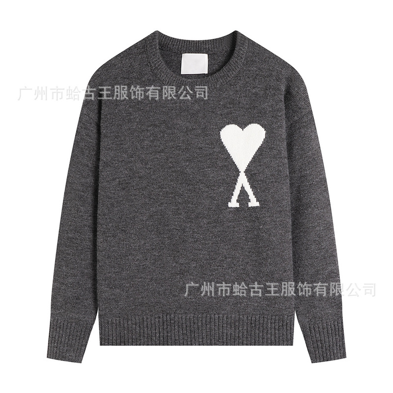 AMI ANCIENT 秋冬新款男女情侣休闲圆领毛衣提花爱心保暖针织上衣|undefined