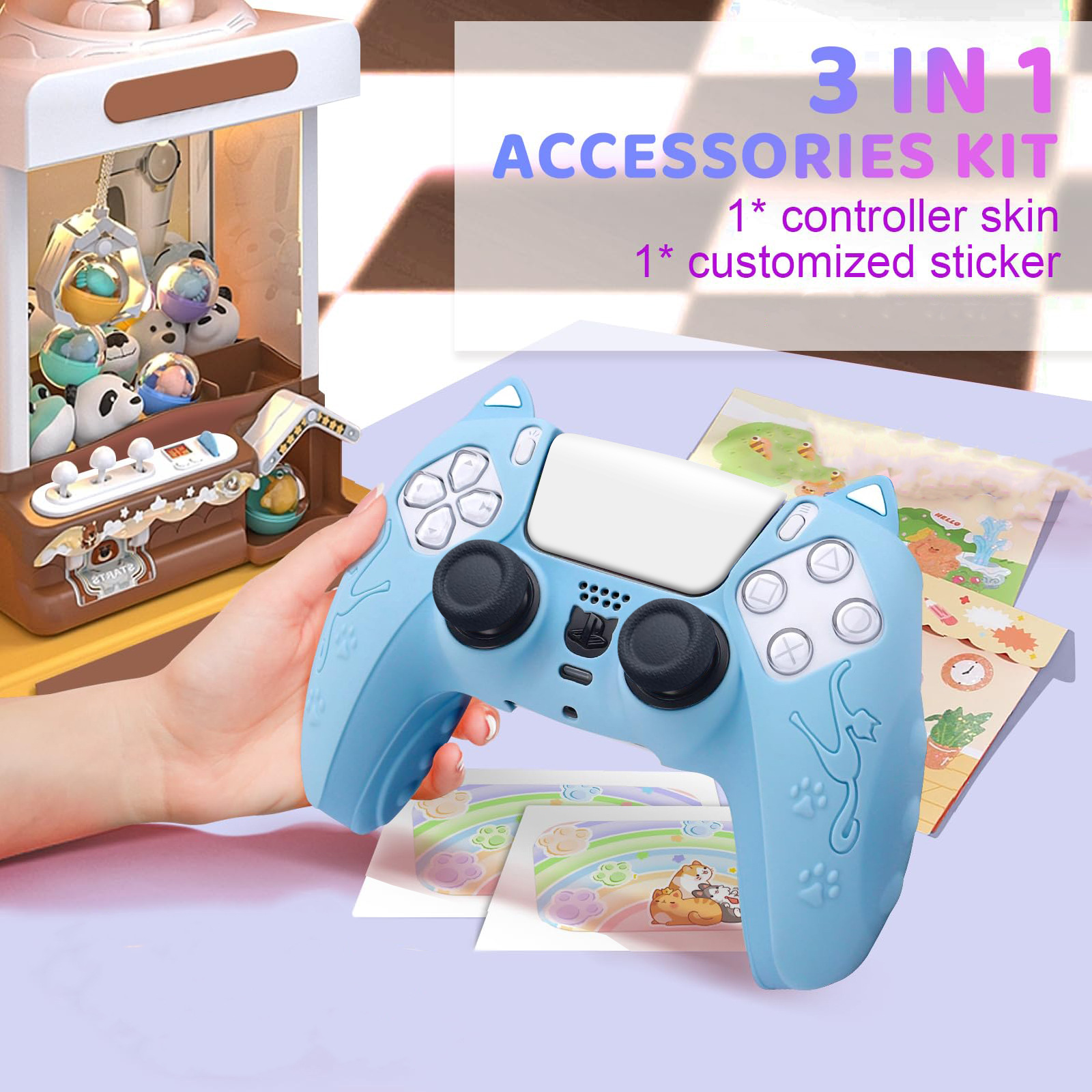 Cross-border application Sony PS5 handle silicone protective cover non-slip cat ear Playstation 5 game machine accessories