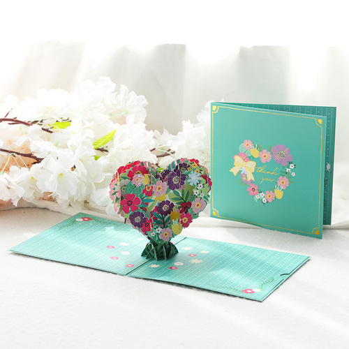 Valentine's Day three-dimensional greeting card, love wreath, paper carving, gratitude blessing message card, flower shop card, creative confession gift