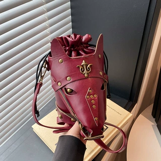 bags跨境新品新奇设计马头包朋克风小众新潮单肩斜挎包网红机车包