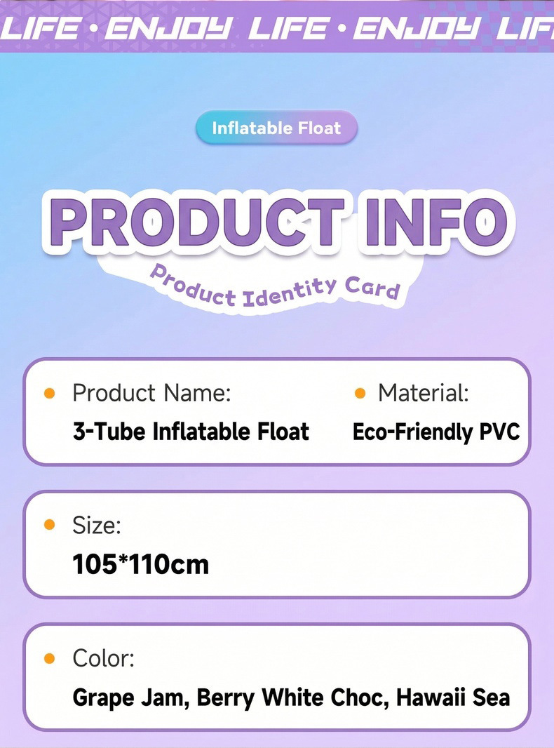Cartoon Macaron Three-tube Inflatable Pool Hammock Water Raft_voghion.com
