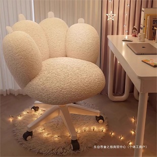 Internet Celebrity Makeup Chair Cream Style Cat Claw Stool Girls Bedroom Dresser Stool Backrest Home Light Luxury Manicure Swivel Chair