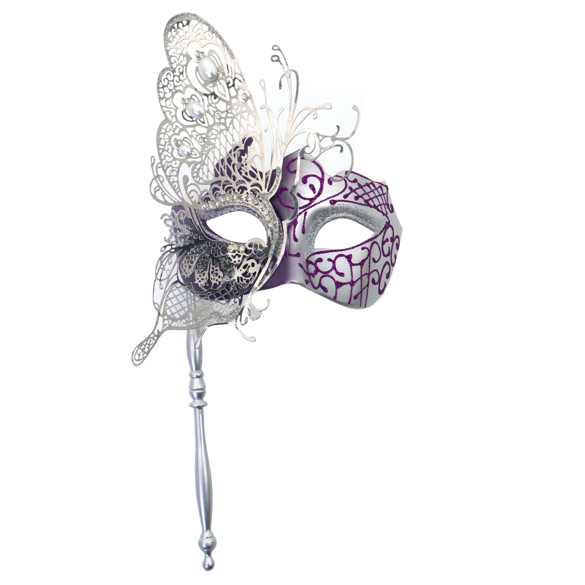 Ventas transfronterizas de diamantes de mano máscara de baile de maquillaje mariposa pintada de hierro forjado mitad cara máscara de carnaval sexy