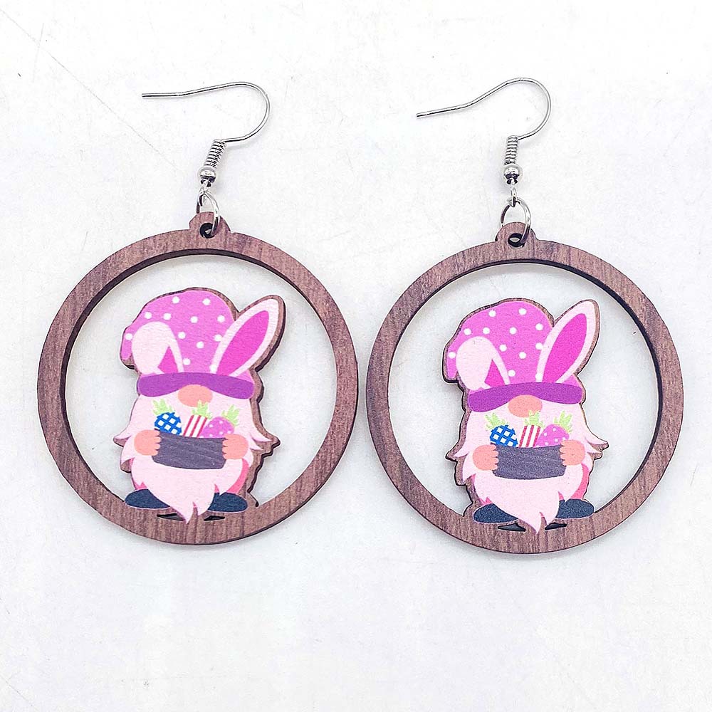 1 Pair Cute Rabbit Cartoon Wood Drop Earrings display picture 10