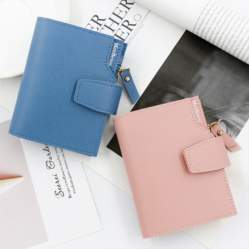 New women's short wallet buckle coin purse simple solid color women's wallet card bag clutch bag wallet wholesale