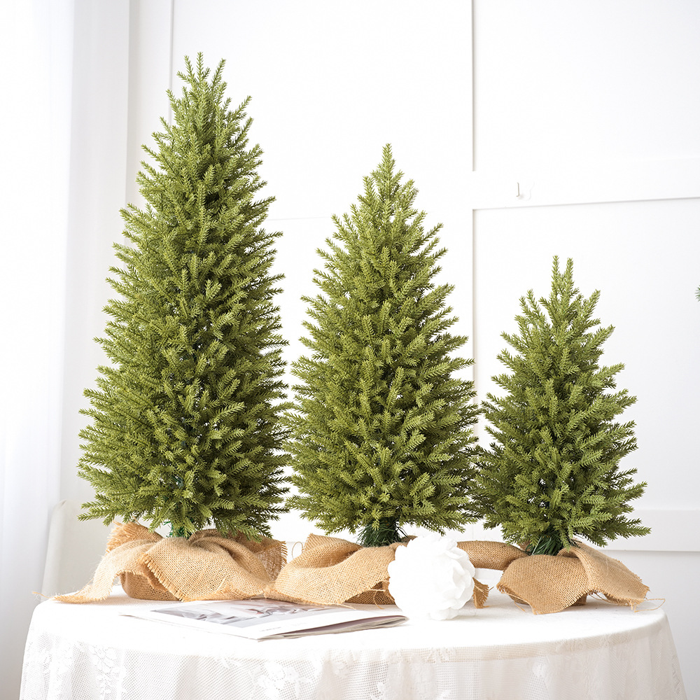 Decoración coreana del árbol de Navidad de escritorio PE flocado árbol de Navidad verde árbol de Navidad ventanas de decoración de la fiesta