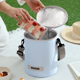 New Smiley Face Garden Tube Meal Bag Portable Insulation Bag for Office workers with meals Lunch Bag Outdoor Fresh-keeping Bag for Students