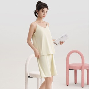 2025 Summer V-Neck Camisole Set Refreshing and Comfortable Loose Home Leggings Set for Women