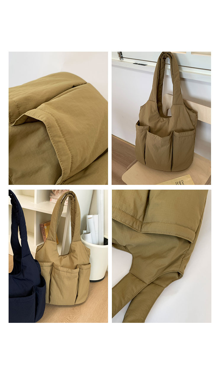 Single-shoulder underarm bag, large-capacity tote bag, versatile nylon fabric bag for women, new pleated multi-pocket commuter handbag Application Scenario