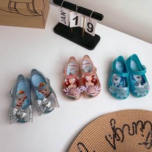 2025 Summer New Melissa Brazil Jelly Shoes Frozen Princess Aisha Flat Children's Fish-toe Sandals