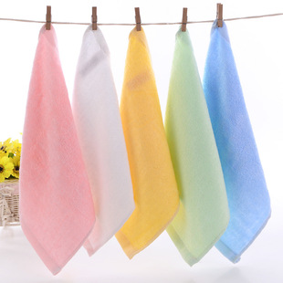 Children's towel bamboo fiber small square towel wash face cotton soft absorbent lint kindergarten wholesale baby face towel