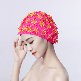 Fashion Flower female swimming cap 2023 New Internet celebrity style plus size long hair short hair not tight head ear protection swimming cap wholesale