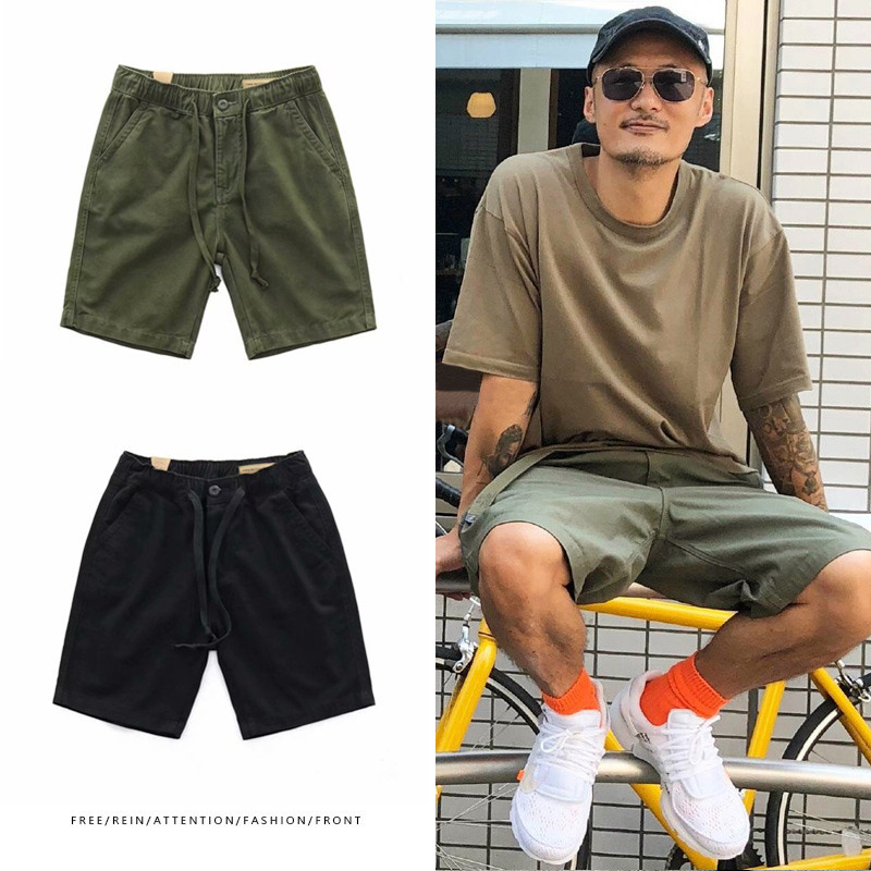 Workwear shorts men's outer wear summer Japanese fashion brand Yu Wenle loose casual trendy straight pants cropped pants