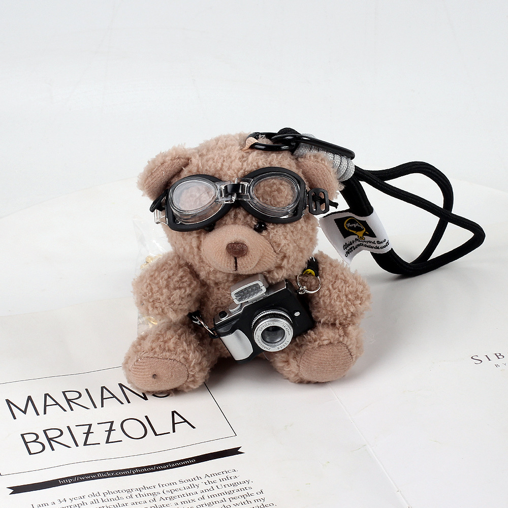 Nueva cámara creativa osos colgante bolsos colgantes muñecas de peluche muñecas pareja llavero regalo creativo