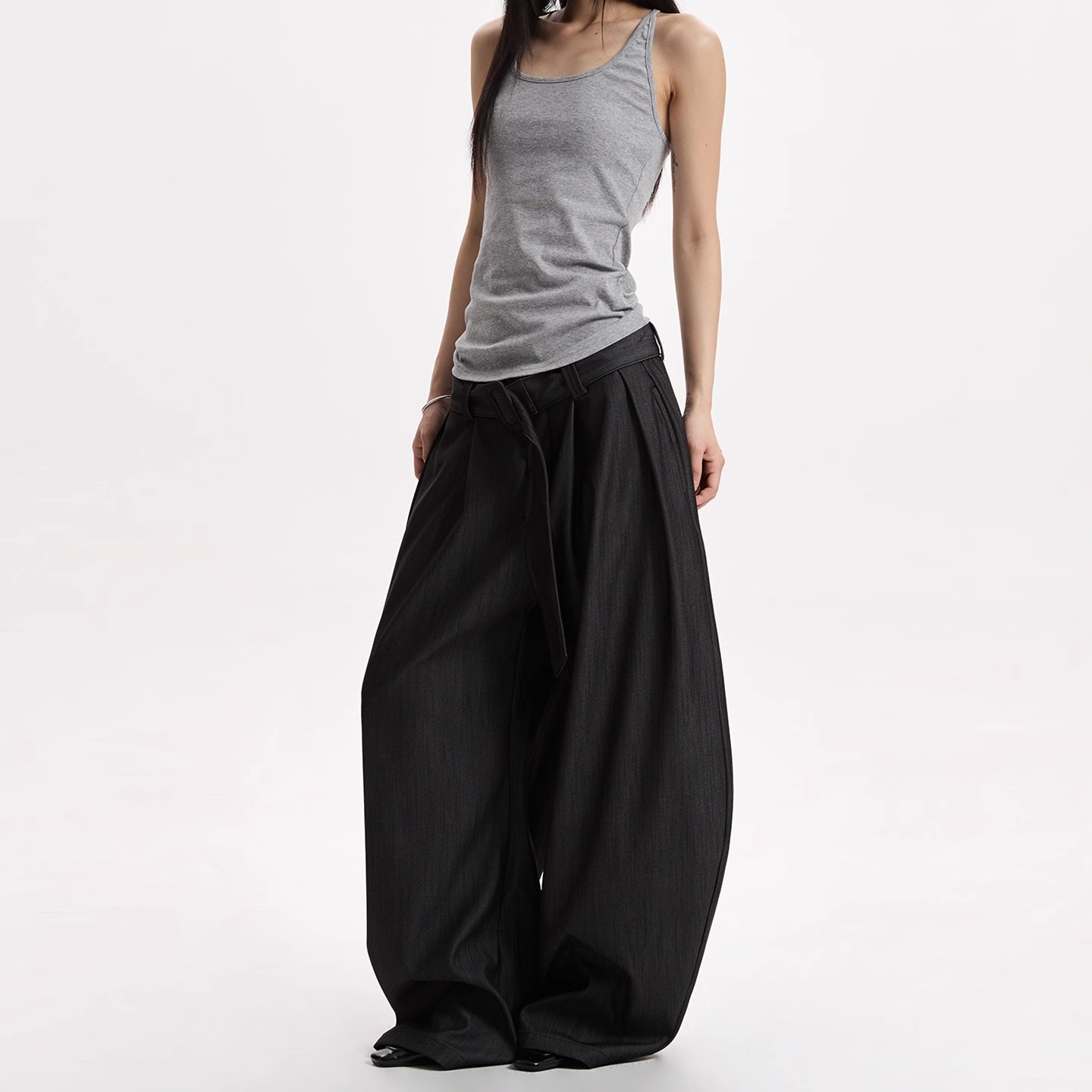 American Retro Cleanfit Drape Slimming Casual Pants for Women, Trendy Wide-Leg Loose Versatile Long Pants