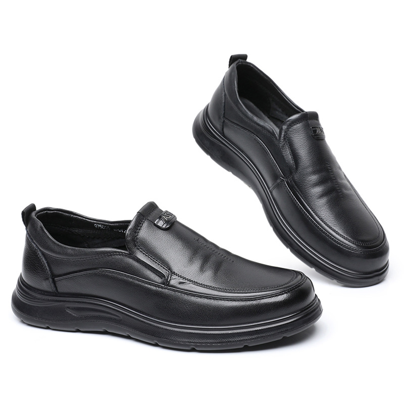 2026春季新款男士休闲套脚皮鞋时尚休闲中老年男鞋平底爸爸鞋防滑