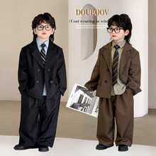 儿童春夏西装套装2025新款男女童韩版宽松西服礼服宝宝帅气演出服