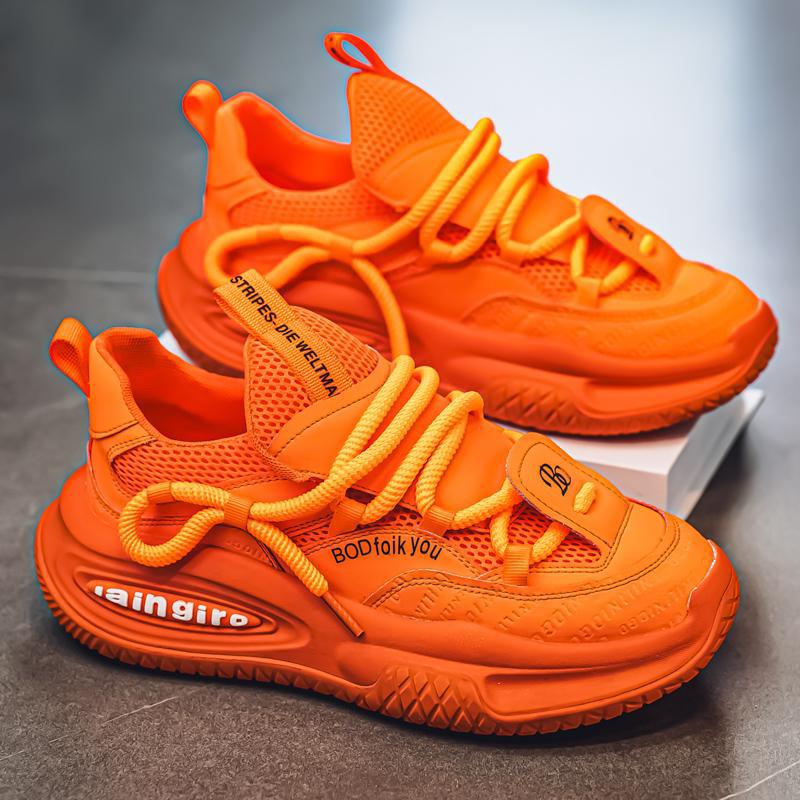 2025 nuevos zapatos de papá con personalidad, aumento de estilo de hombre, calle frita, verde fluorescente, zapatos de hombre, plataforma de suela gruesa, explosión de zapatos casuales de estación europea