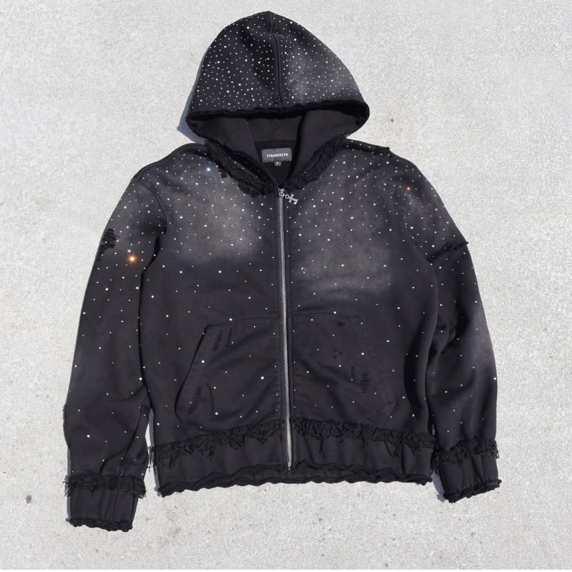European And American Men's Clothing Autumn And Winter Trend Gypsy Hot Diamond Hooded Zipper Sweater Men's Street Hip Hop Loose Coat_voghion.com